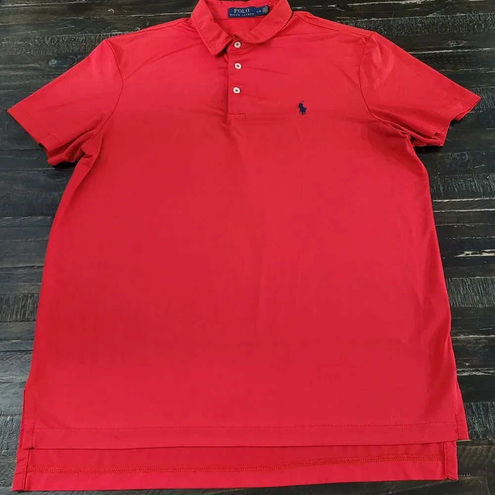 Polo Ralph Lauren Red Short Sleeve Shirt Embroidered Pony Logo Men’s Large